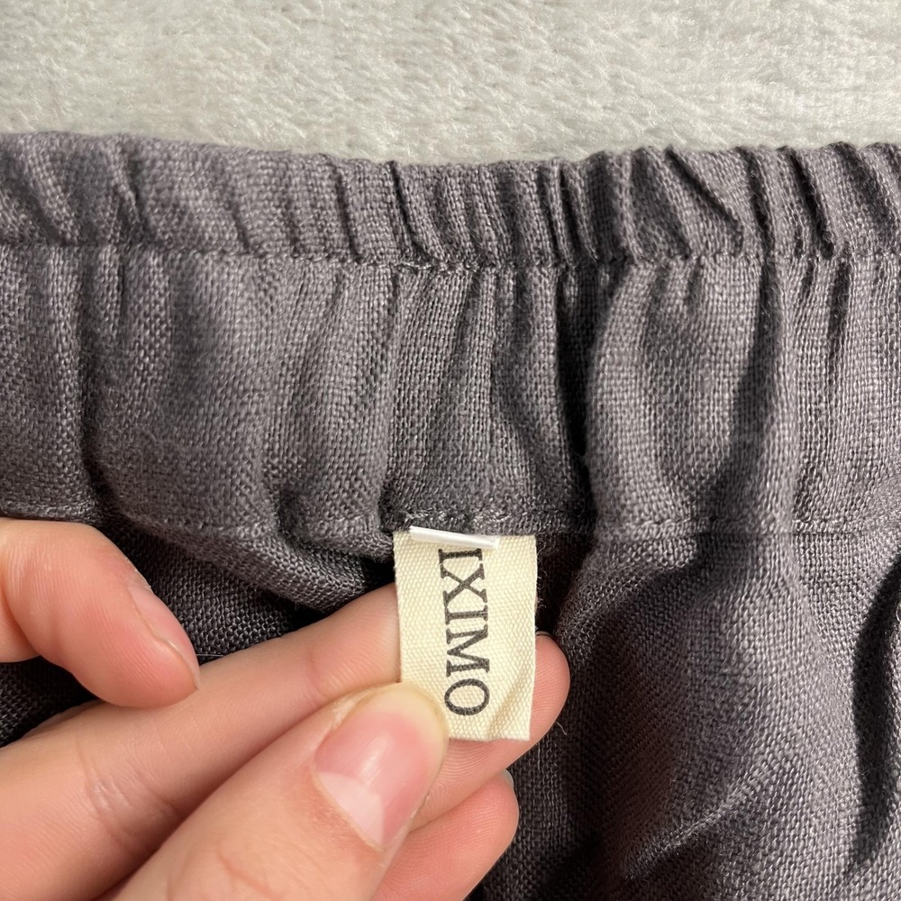 IXIMO Pants Womens XL Gray Linen Ankle Tapered Elastic Waist Pockets Lagenlook - Picture 6 of 13
